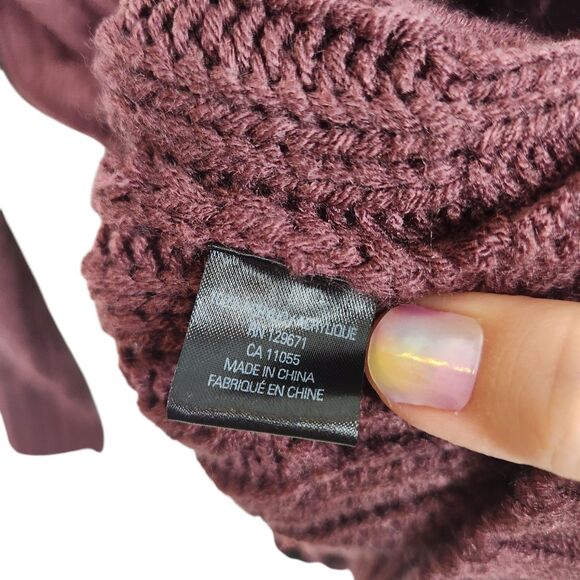 SKULL CASHMERE Sweater Womens Medium Maroon Chunky Knit Shawl Grandpa Cardigan - Picture 8 of 10